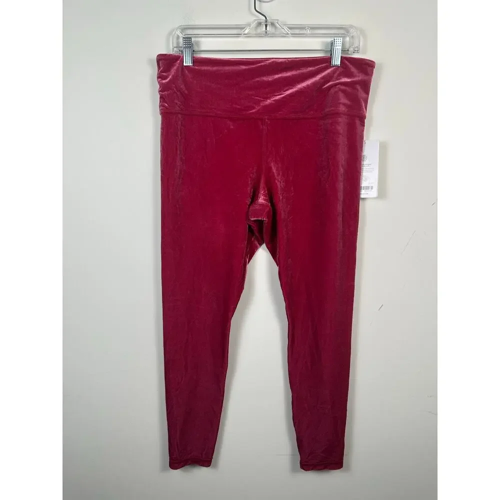 Athleta Elation Velvet Tight Women XL Raspberry NWT High Rise Leggings 511387‎